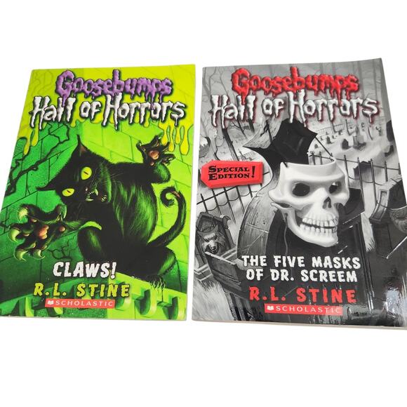 GOOSEBUMPS HALL of HORROR SERIES FIVE MASKS DR SCREAM & CLAWS LOT R L STINE - Picture 1 of 2
